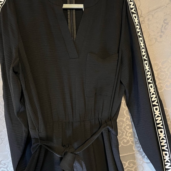 DKNY Black Long Sleeve Dress with Logo Detail DKNY Black Long Sleeve Dress with Logo Detail